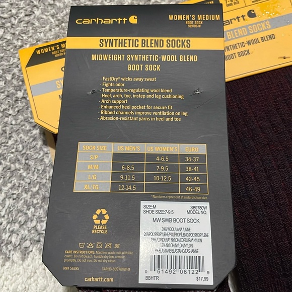 NWT- Carhartt- 3 synthetic wool blend boot socks - Picture 2 of 6